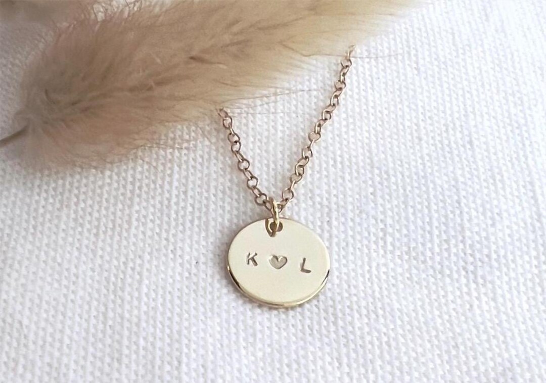 Custom Disc Necklace Initial Disc Necklace Anniversary Gift